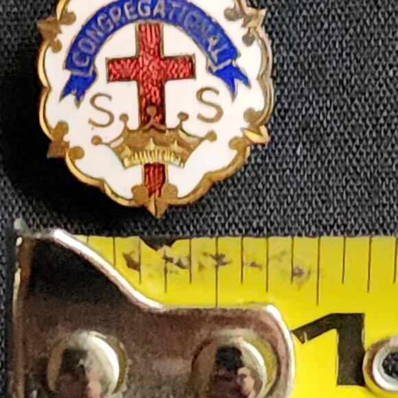 Antique ~ Vintage Congregational S S Cross And Crown Pin ~ Button ~ Pinback - Picture 4 of 4
